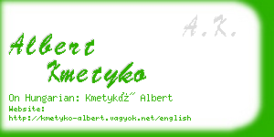 albert kmetyko business card